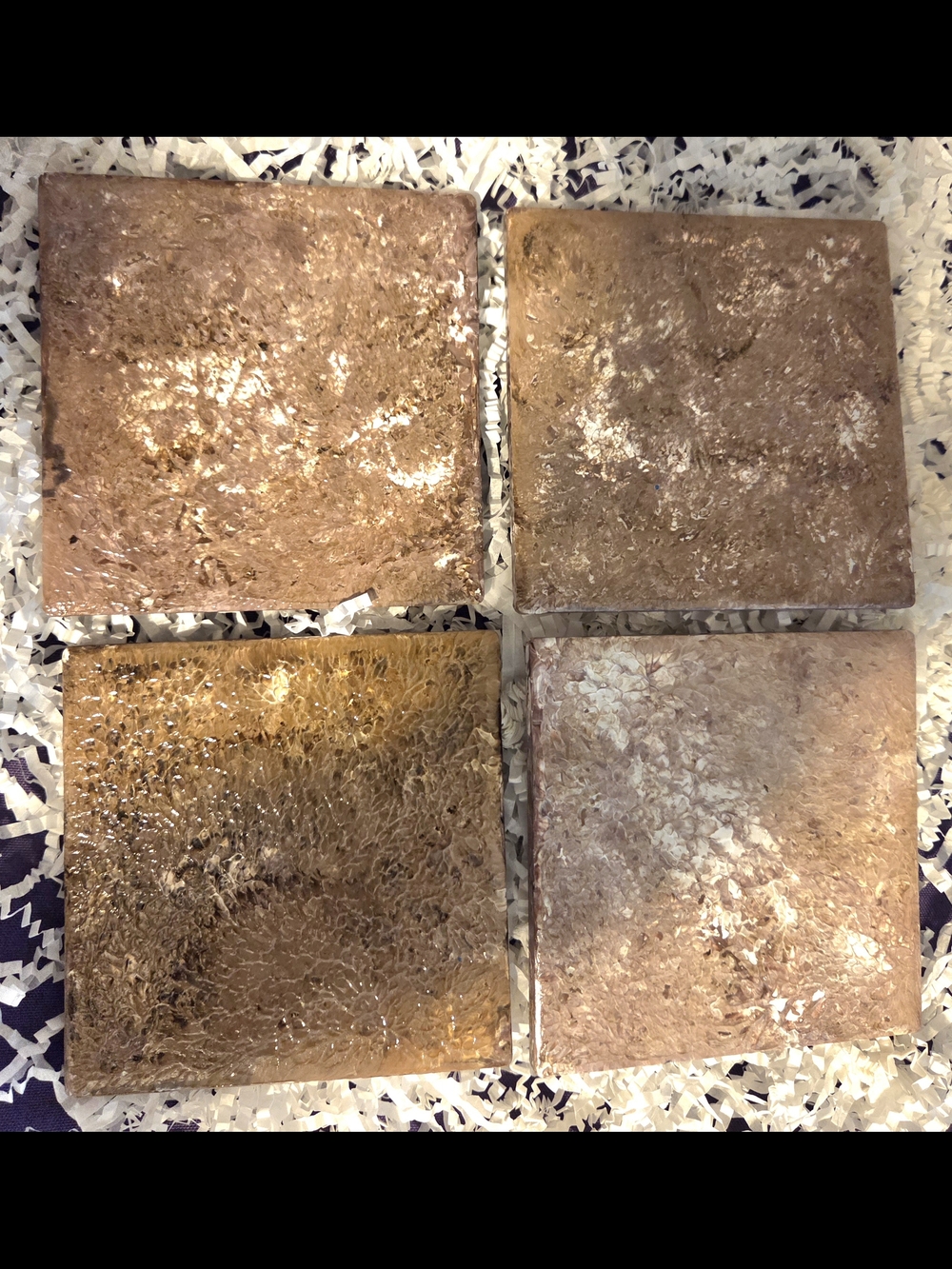 Set of 4 Textured Square Coasters in Warm Brown Tones